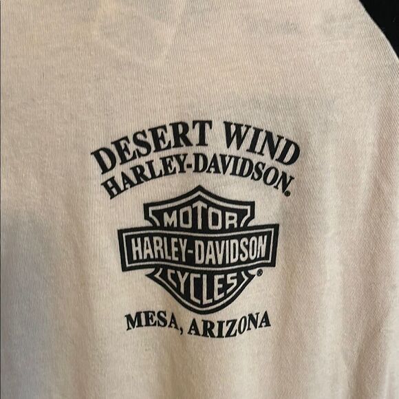 Harley-Davidson Black Cream Number 1 One Pullover Raglan Casual Shirt - Picture 6 of 11